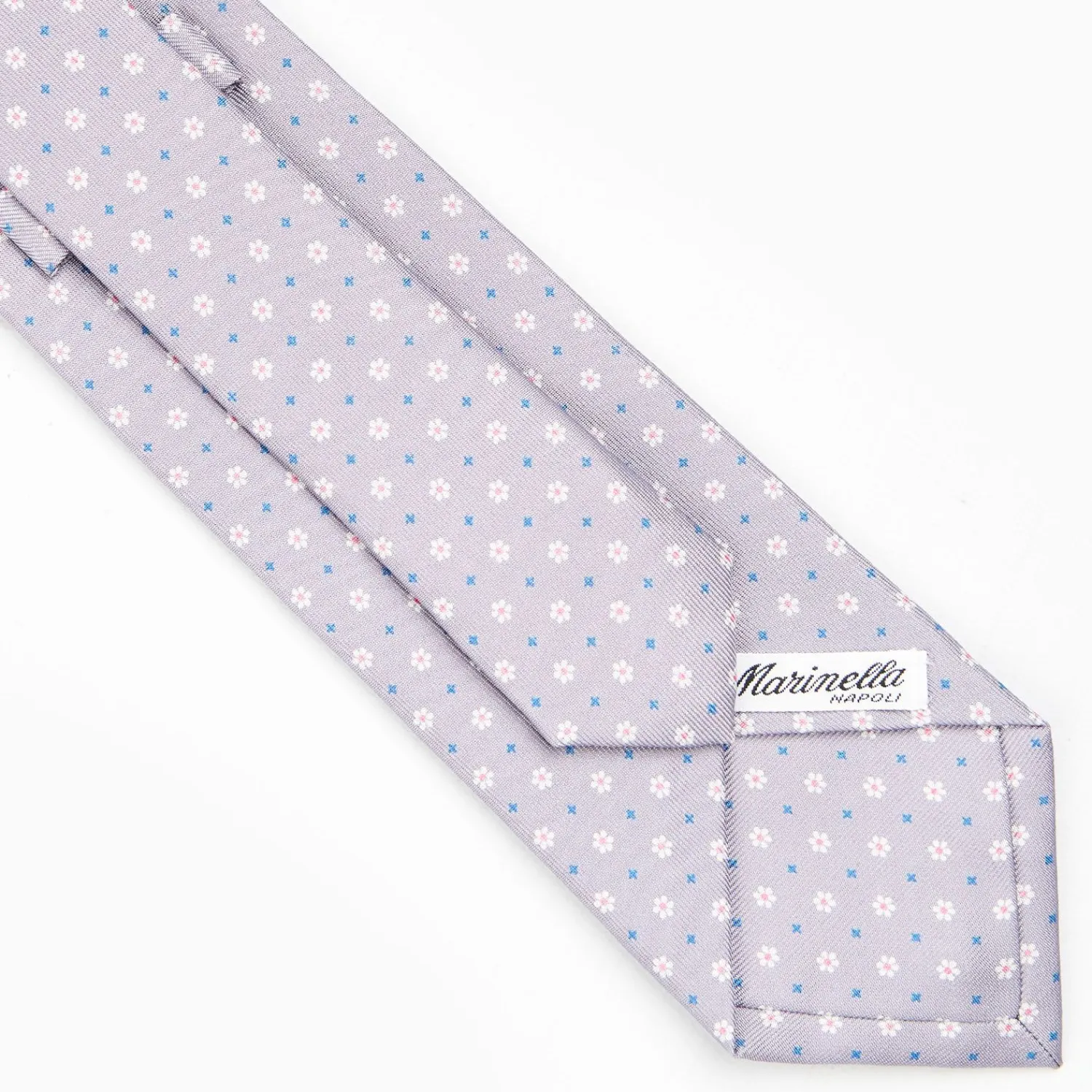 Light Grey Sartorial Classic Silk Tie - Small Flower Pattern>E.Marinella Discount