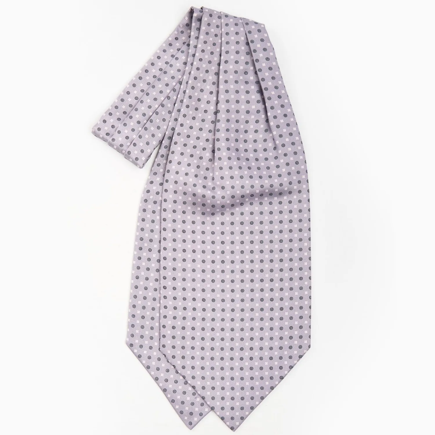 Light Grey Silk Ascot Tie - Small Flower Pattern>E.Marinella Flash Sale