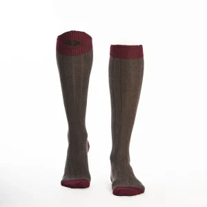 Long Bicolor Brown And Burgundy Cotton Socks - Solid Color>E.Marinella Best Sale