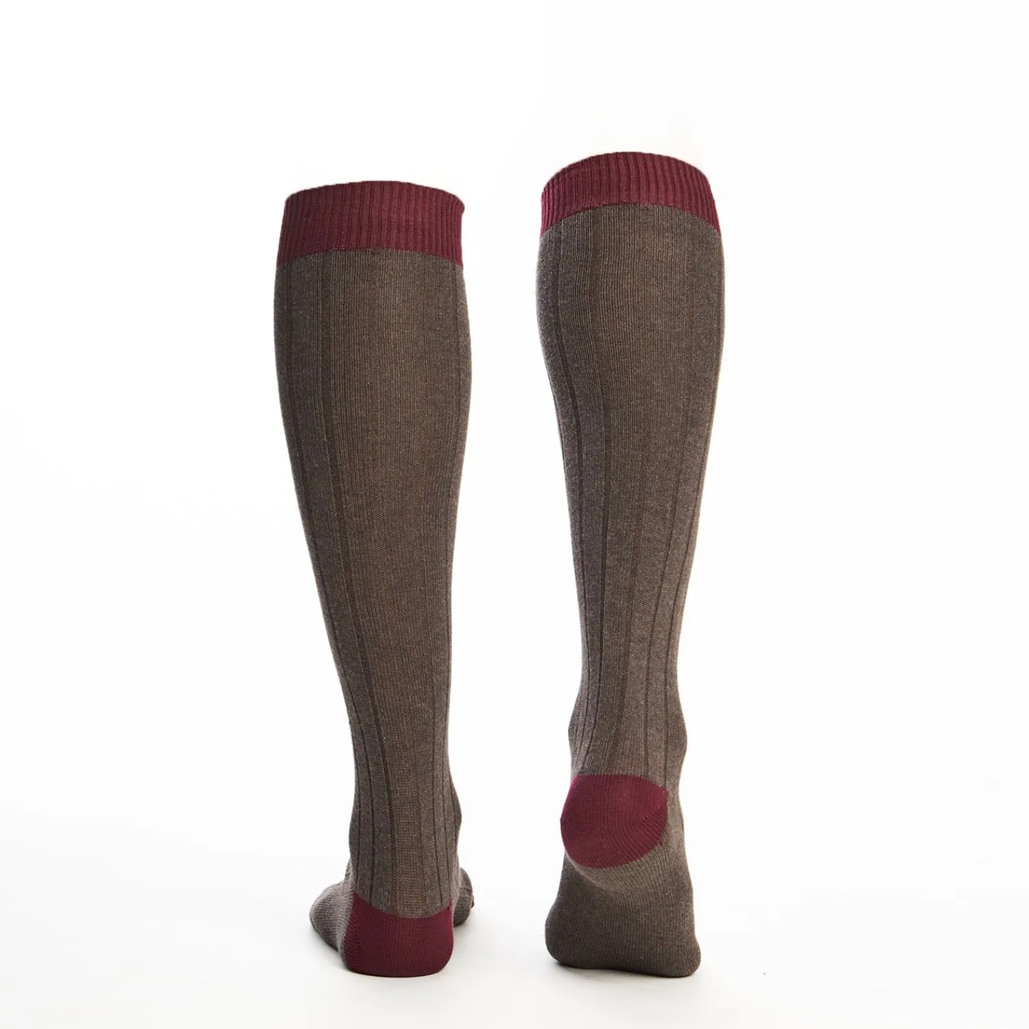 Long Bicolor Brown And Burgundy Cotton Socks - Solid Color>E.Marinella Best Sale