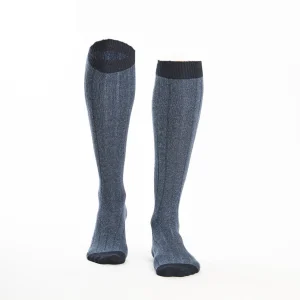 Long Bicolor Powder Blue Cotton Socks - Solid Color>E.Marinella Shop