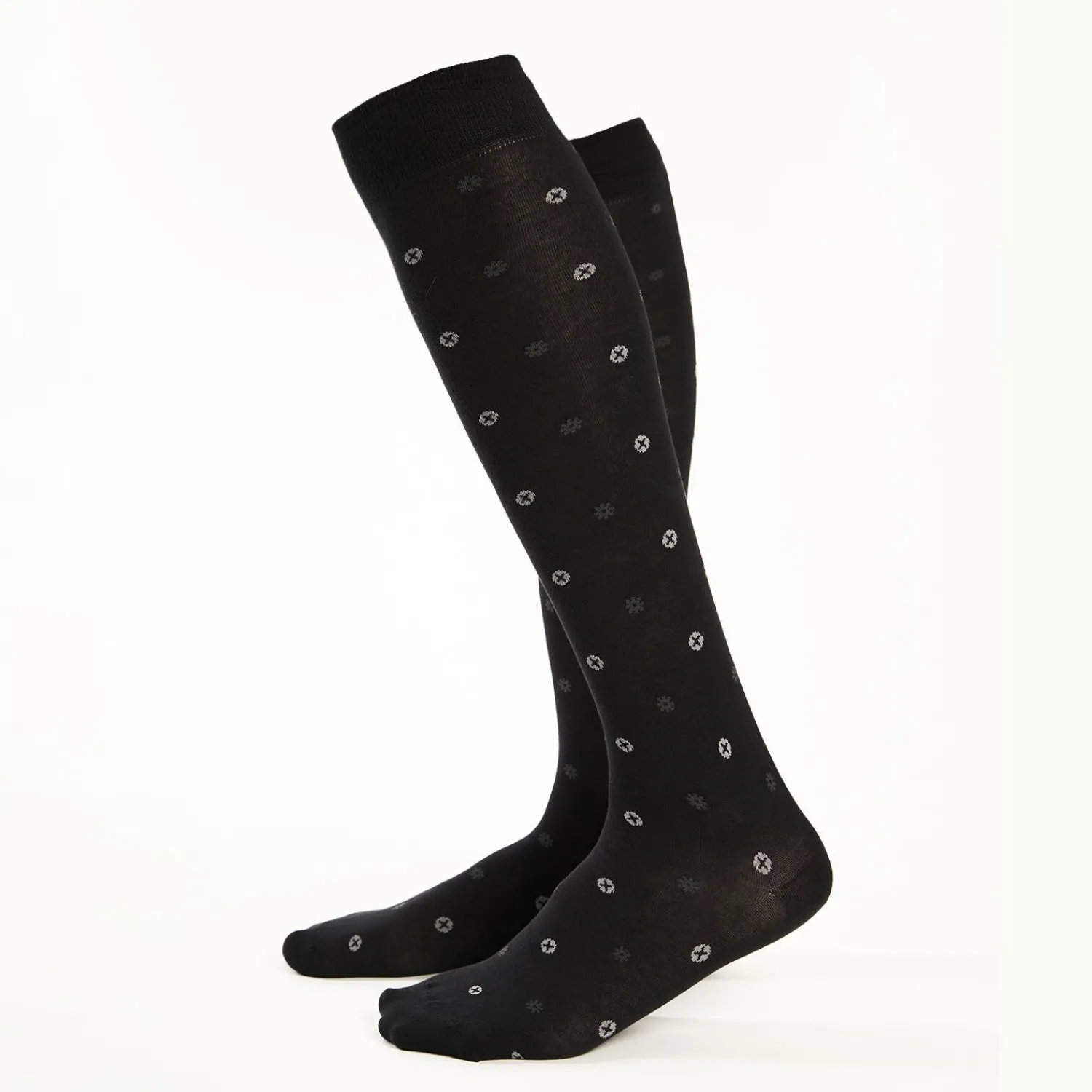 Long Black Cotton Socks - Small Flower Pattern>E.Marinella Cheap