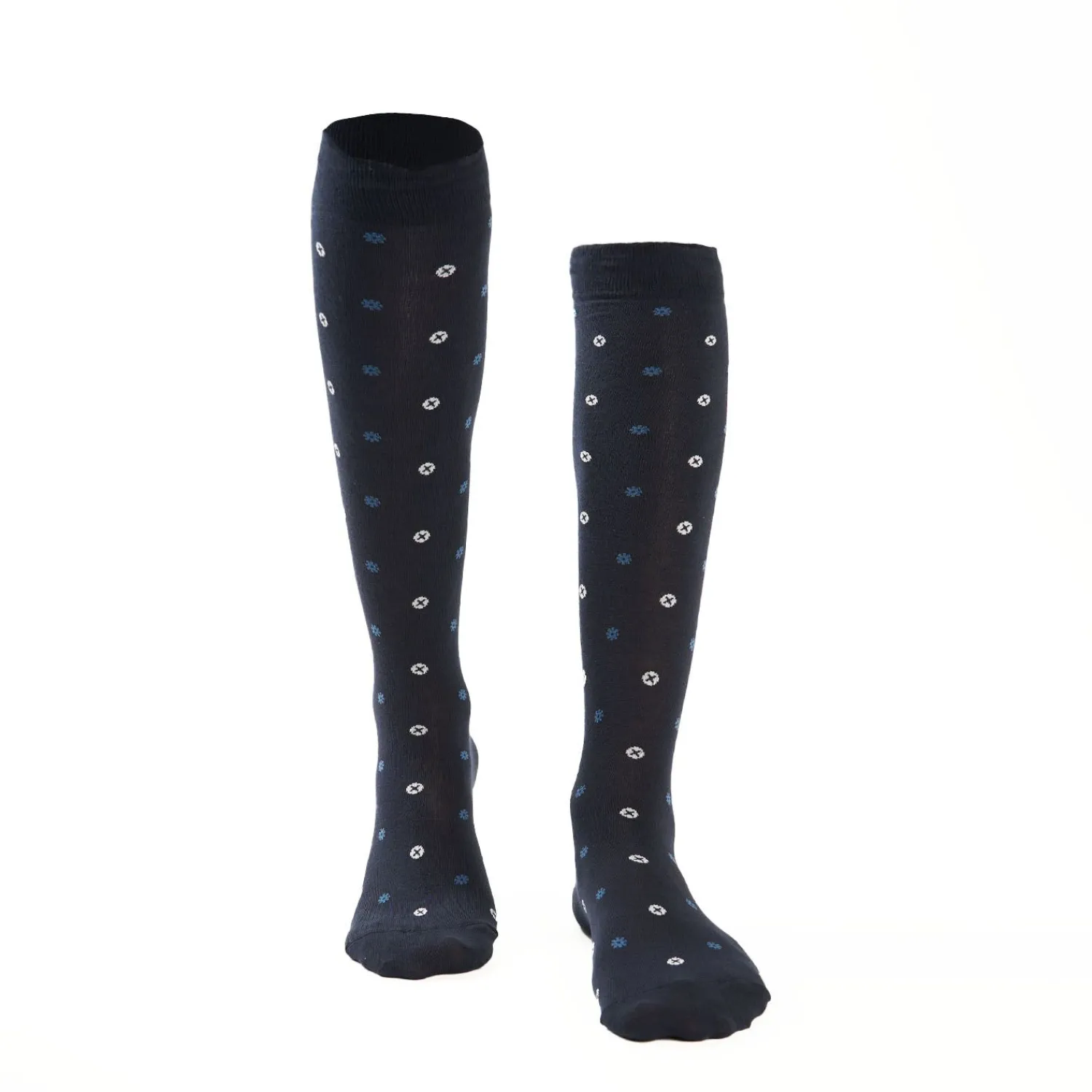 Long Blue Cotton Socks - Small Flower Pattern>E.Marinella Sale