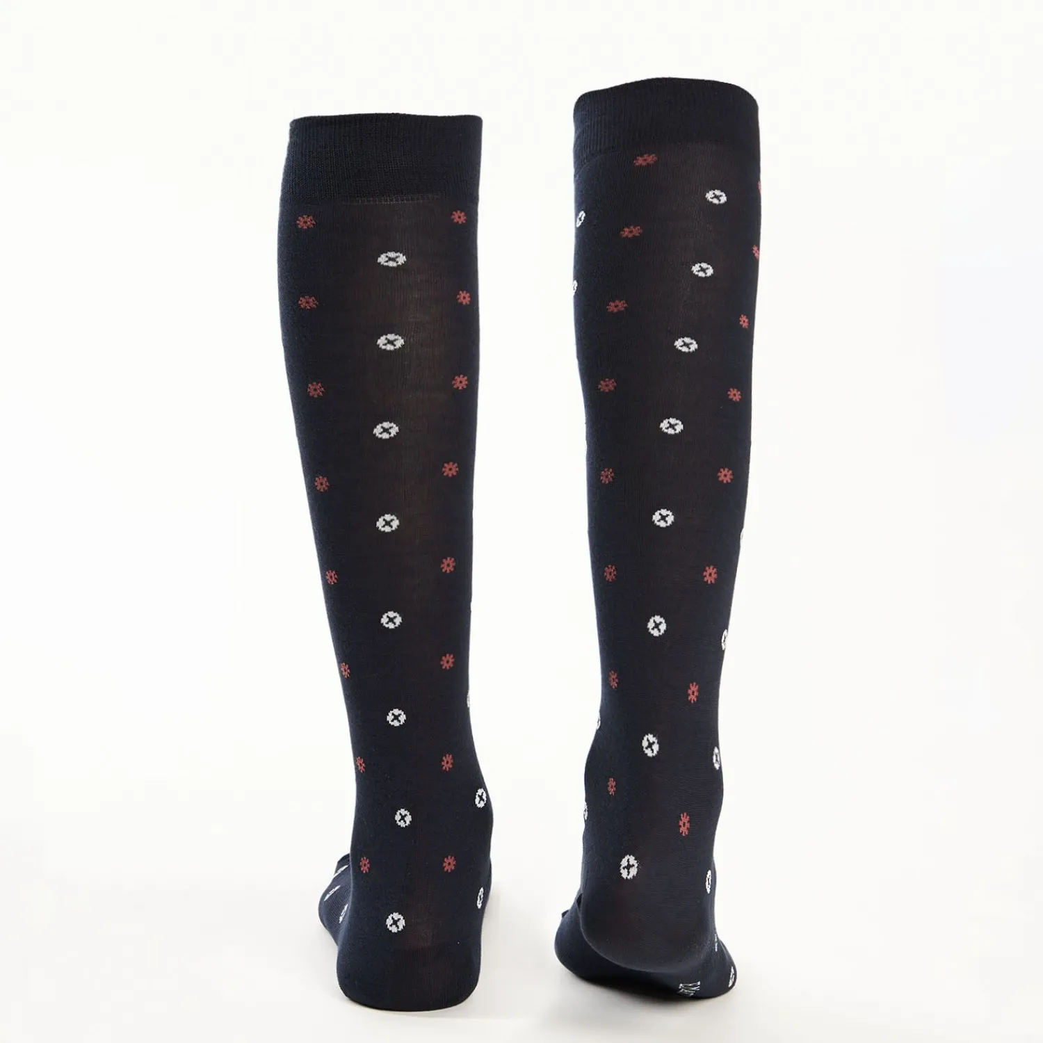 Long Blue Cotton Socks - Small Flower Pattern>E.Marinella Best