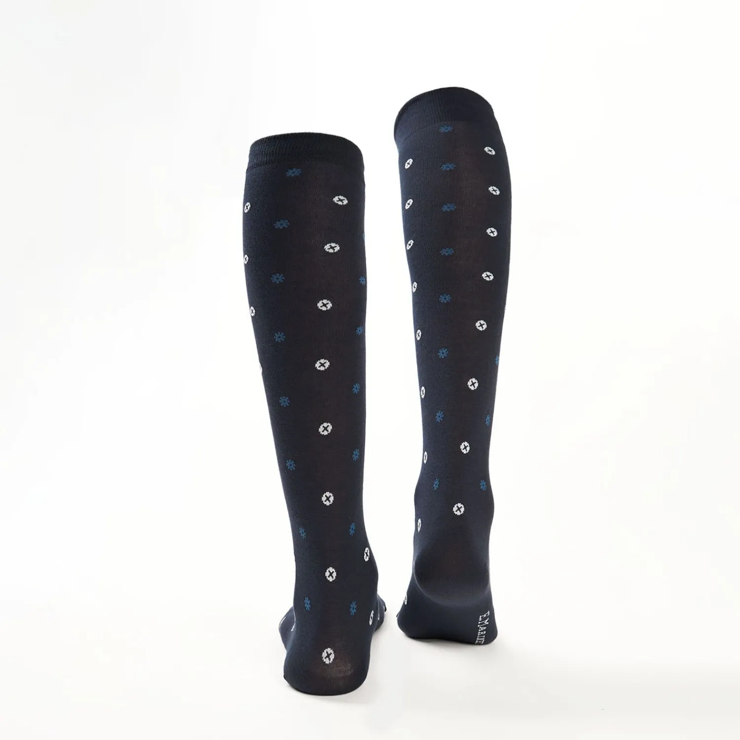 Long Blue Cotton Socks - Small Flower Pattern>E.Marinella Sale