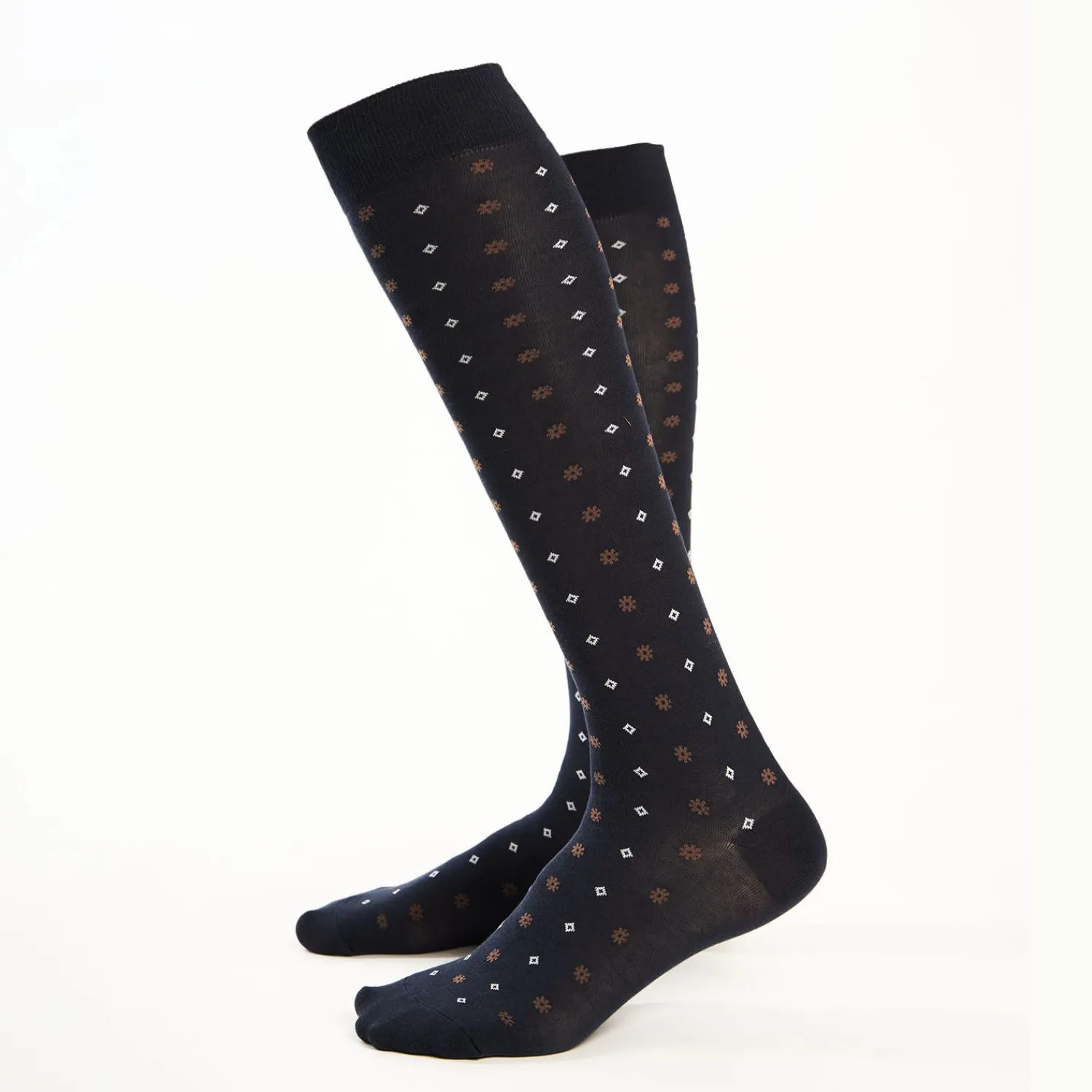 Long Blue Cotton Socks - Small Flower Pattern>E.Marinella Cheap