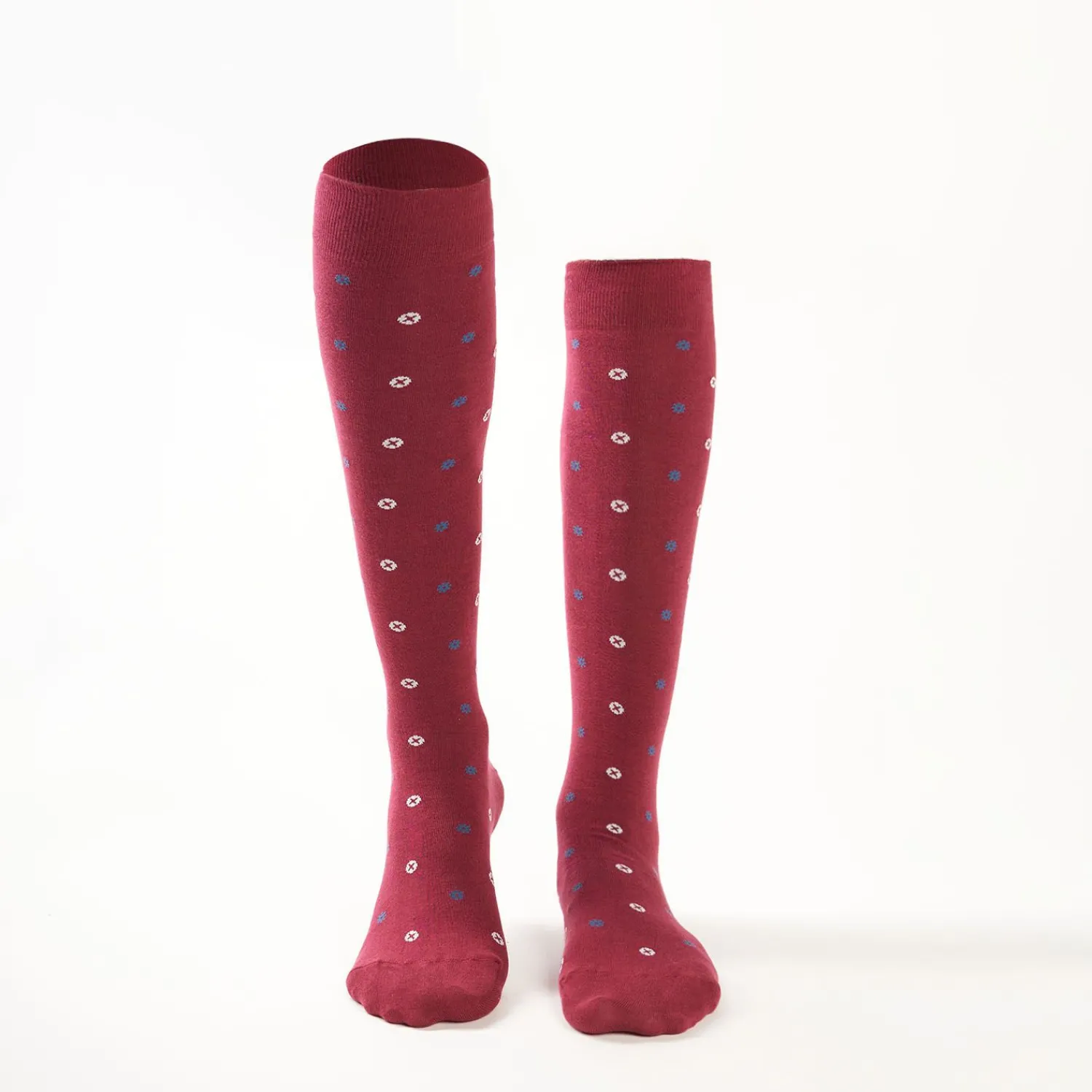 Long Burgundy Cotton Socks - Small Flower Pattern>E.Marinella Cheap