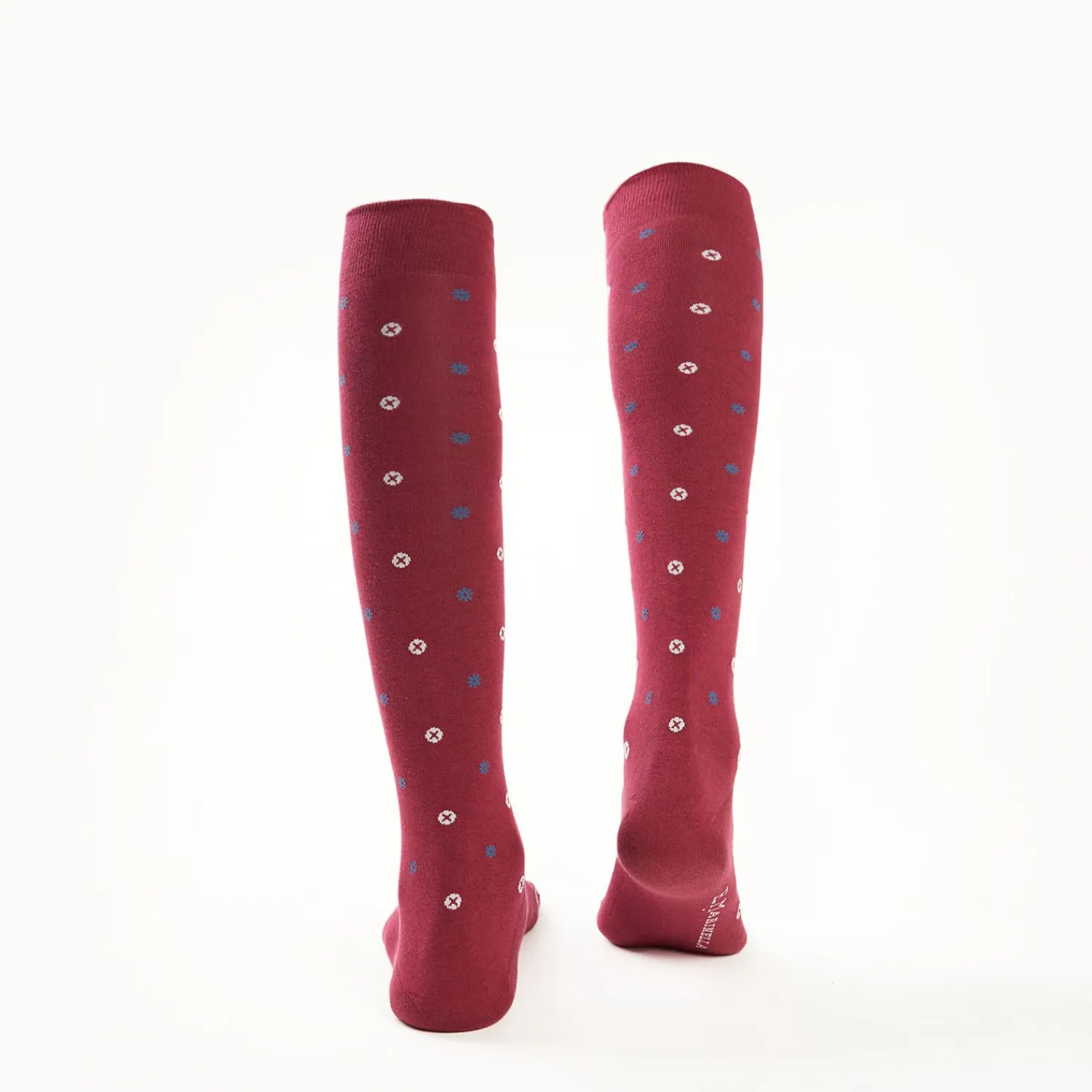 Long Burgundy Cotton Socks - Small Flower Pattern>E.Marinella Cheap