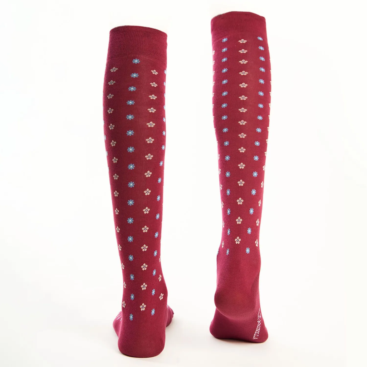 Long Burgundy Cotton Socks - Small Flower Pattern>E.Marinella Fashion