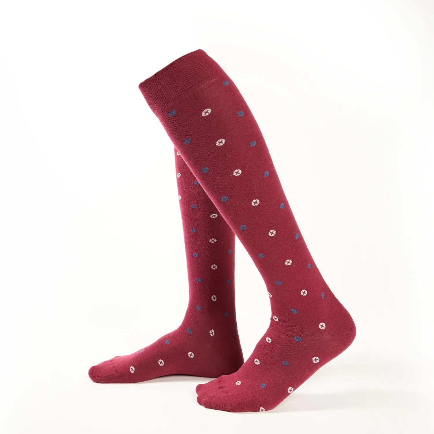 Long Burgundy Cotton Socks - Small Flower Pattern>E.Marinella Cheap