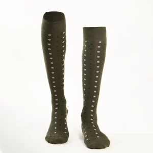 Long Dark Green Cotton Socks - Small Flower Pattern>E.Marinella Discount