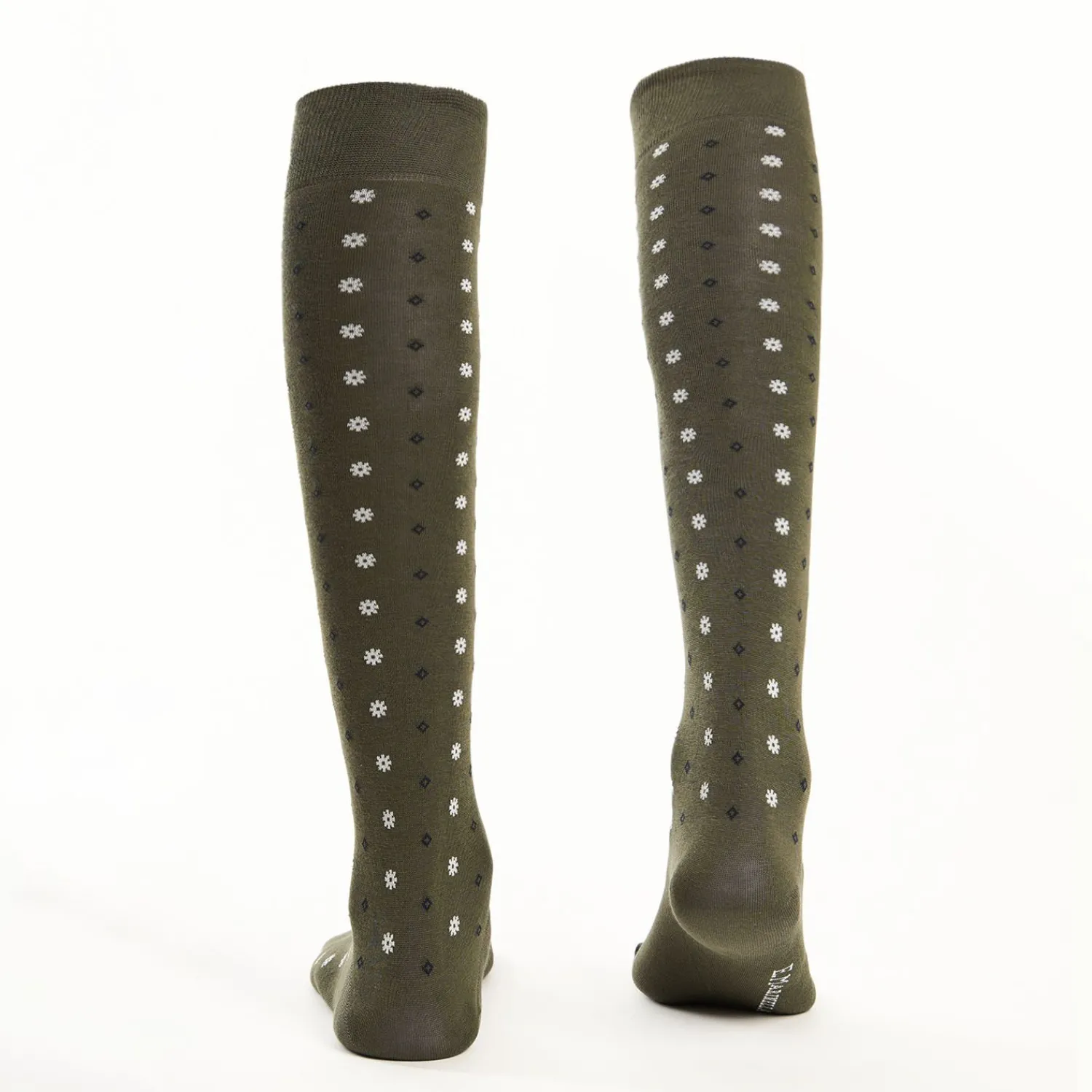 Long Dark Green Cotton Socks - Small Flower Pattern>E.Marinella Discount