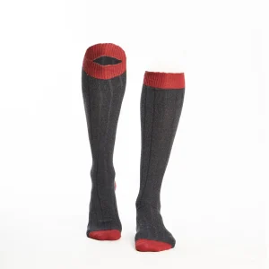 Long Grey And Red Bicolor Cotton Socks - Solid Color>E.Marinella Flash Sale