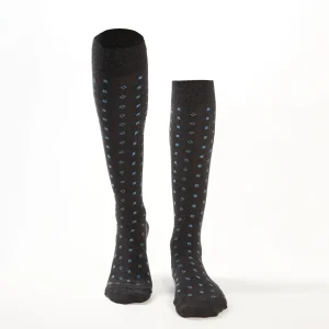 Long Grey Cotton Socks - Small Flower Pattern>E.Marinella Shop