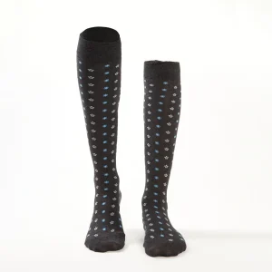 Long Grey Cotton Socks - Small Flower Pattern>E.Marinella Shop