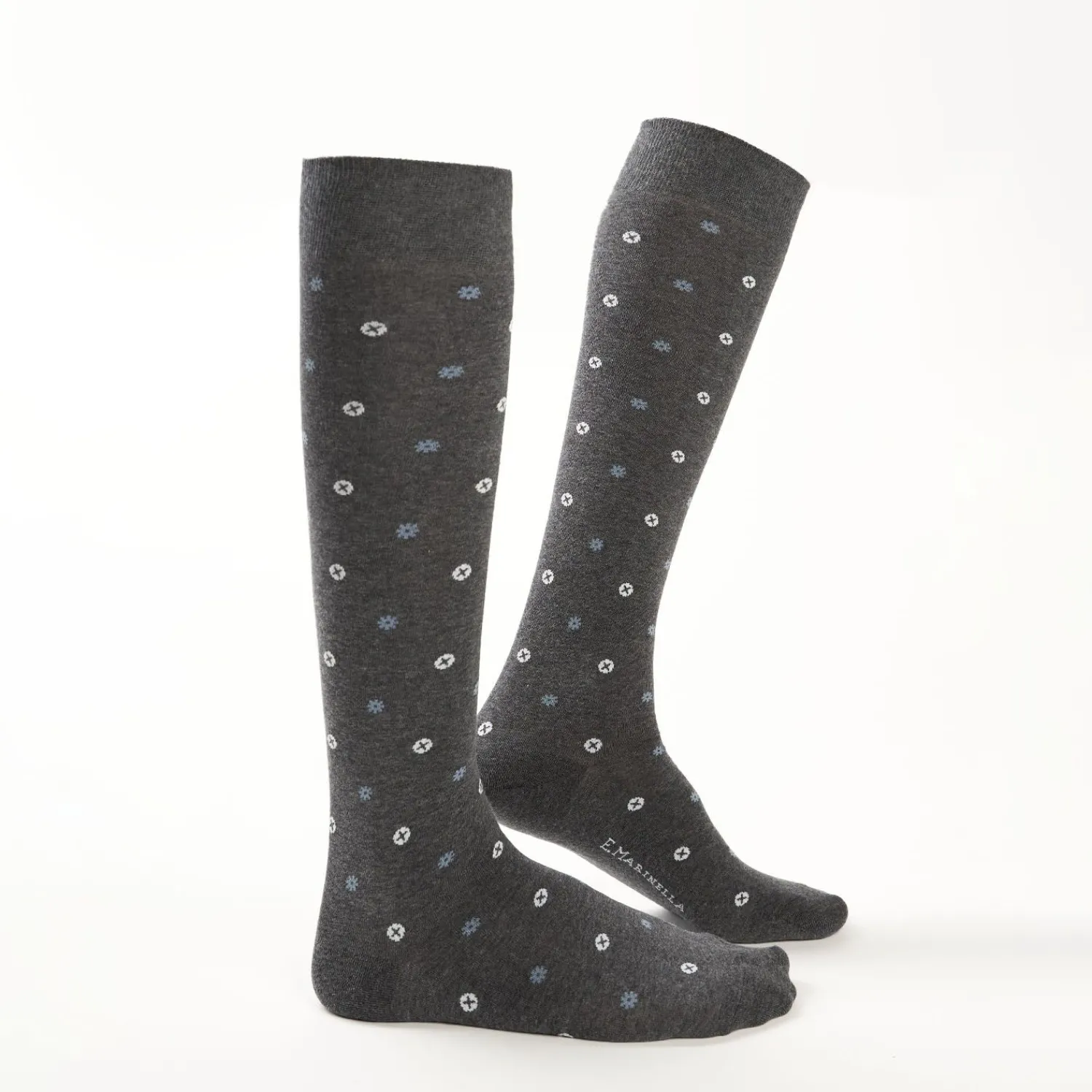 Long Grey Cotton Socks - Small Flower Pattern>E.Marinella Flash Sale