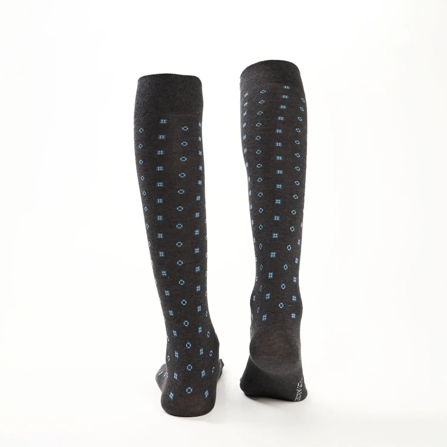 Long Grey Cotton Socks - Small Flower Pattern>E.Marinella Shop