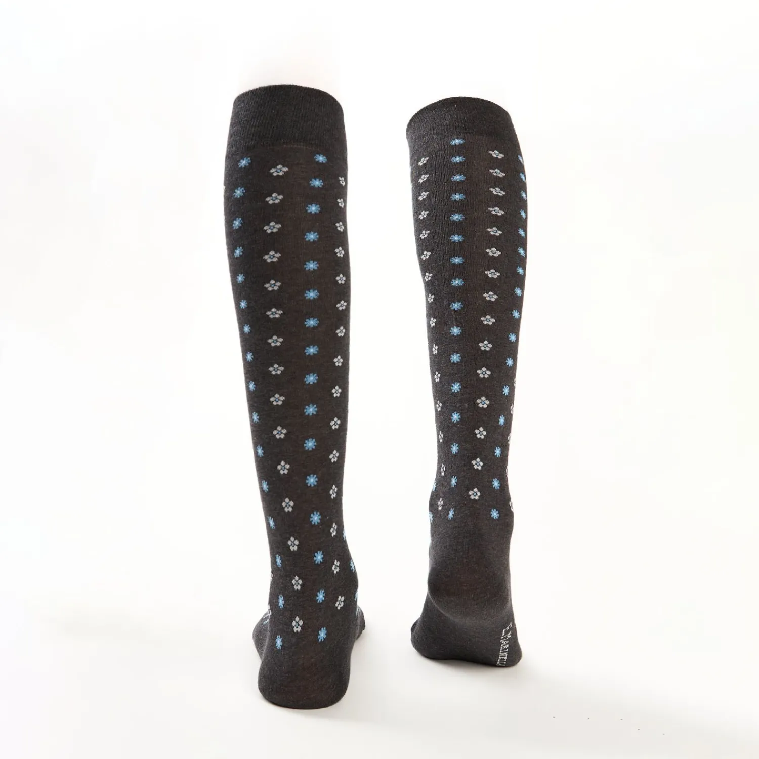 Long Grey Cotton Socks - Small Flower Pattern>E.Marinella Shop