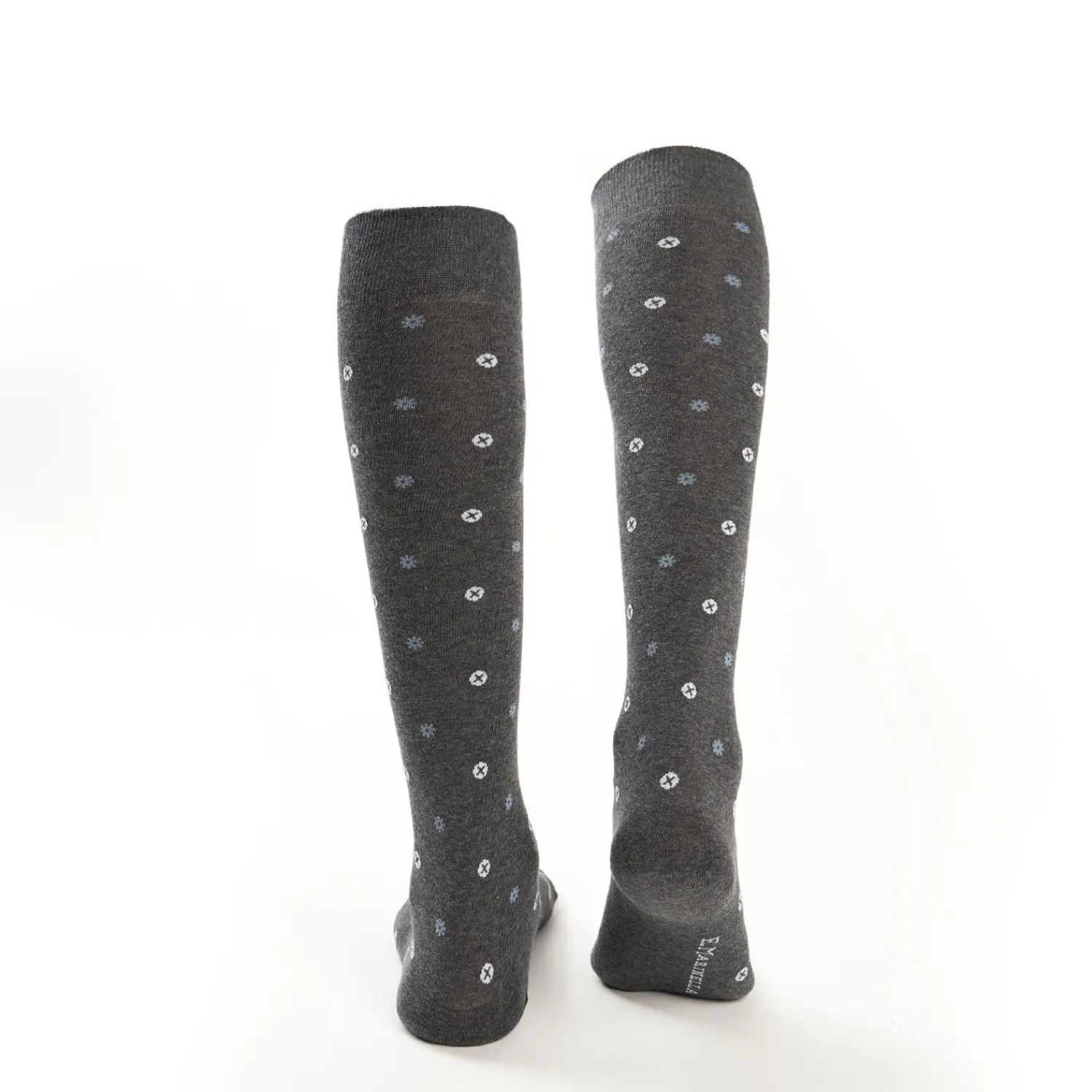 Long Grey Cotton Socks - Small Flower Pattern>E.Marinella Flash Sale