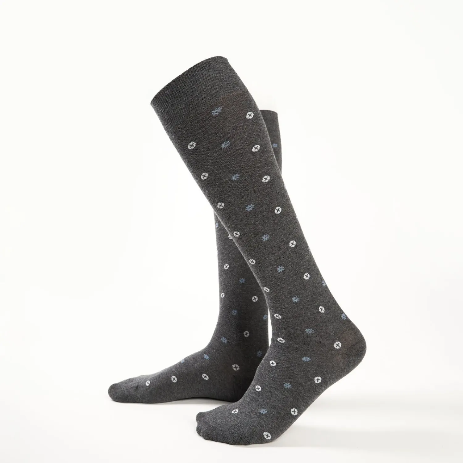 Long Grey Cotton Socks - Small Flower Pattern>E.Marinella Flash Sale
