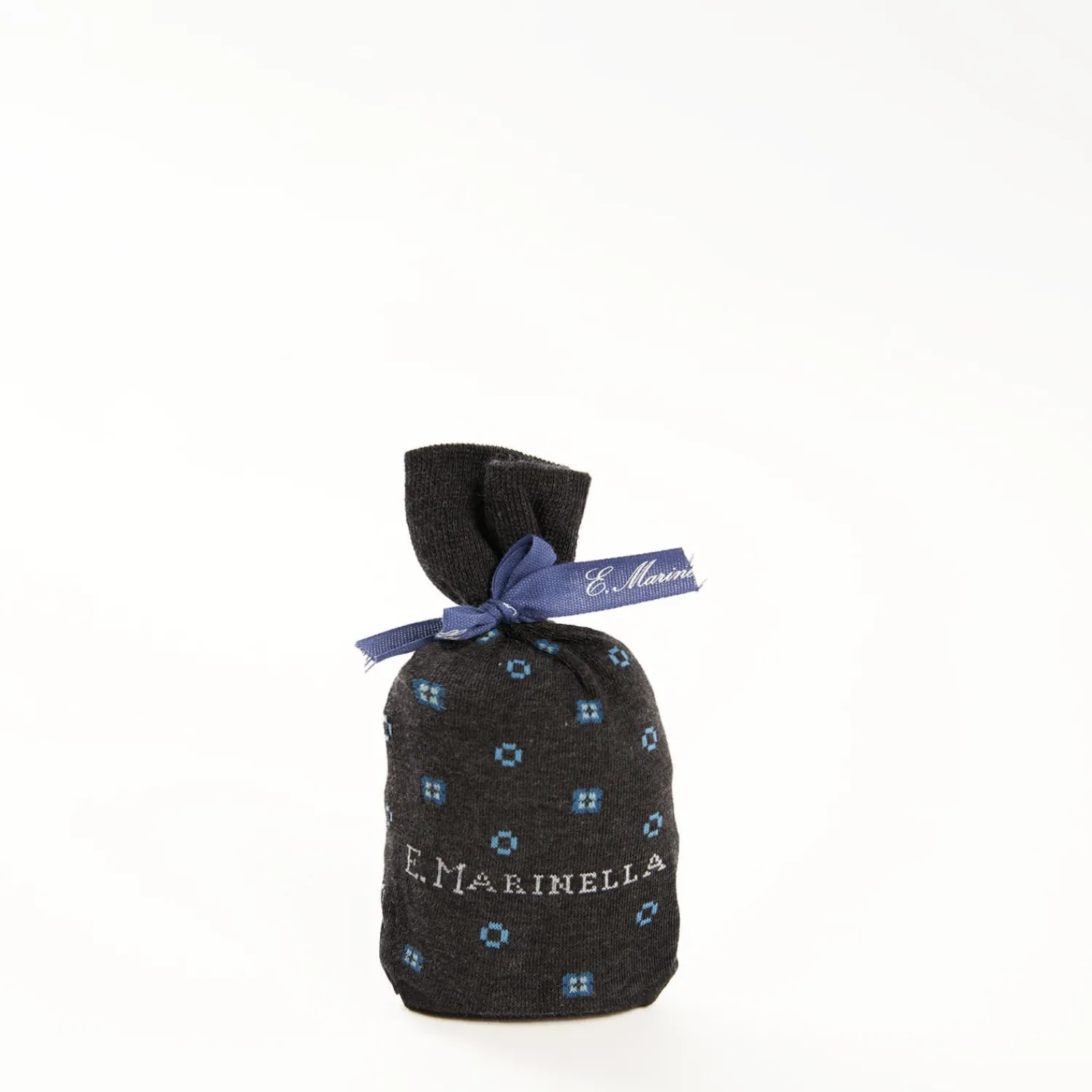 Long Grey Cotton Socks - Small Flower Pattern>E.Marinella Shop