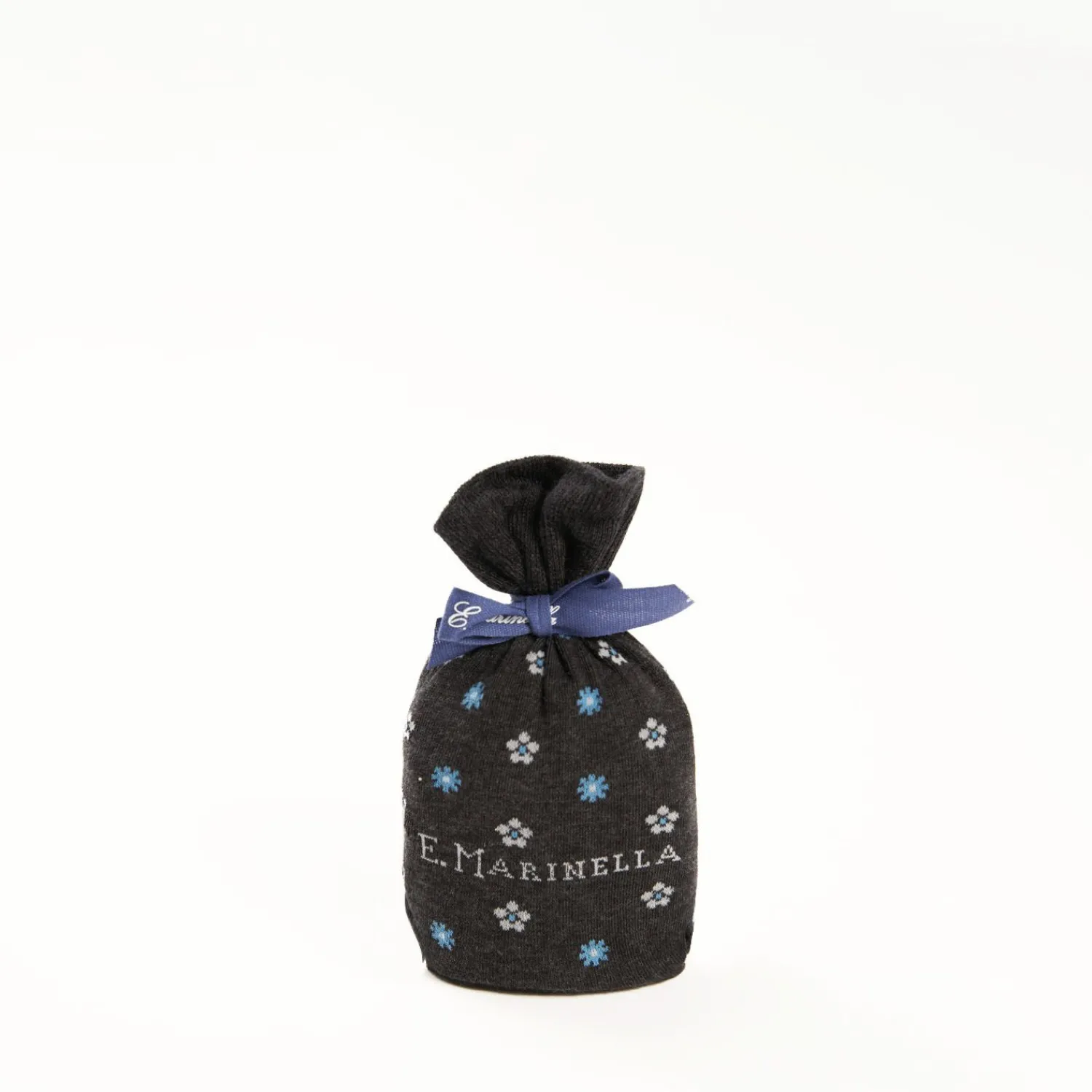 Long Grey Cotton Socks - Small Flower Pattern>E.Marinella Shop