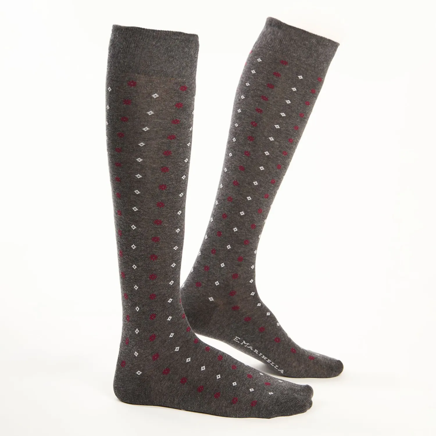 Long Grey Cotton Socks Small Flower Pattern>E.Marinella Sale