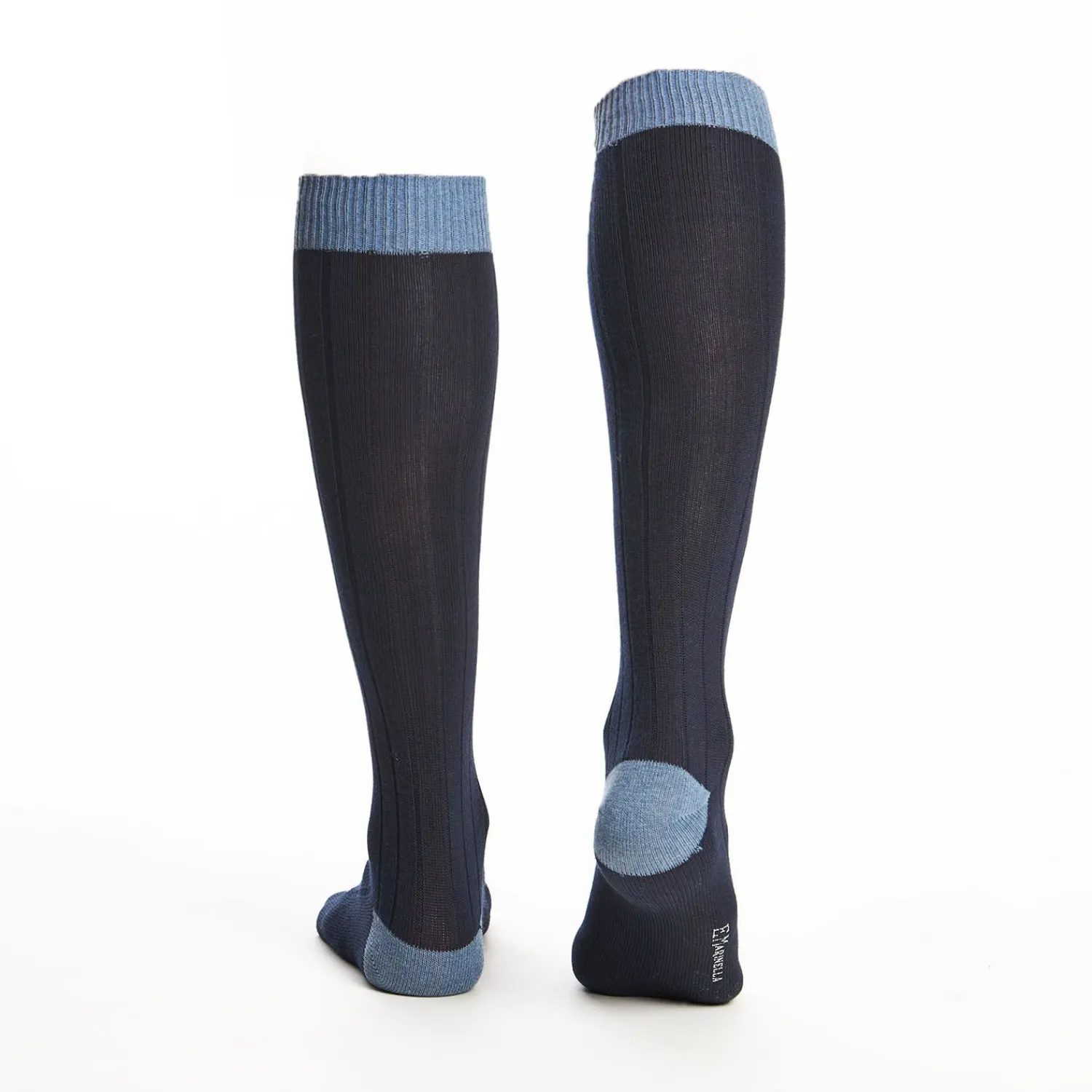 Long Light And Dark Blue Bicolor Cotton Socks - Solid Color>E.Marinella Cheap