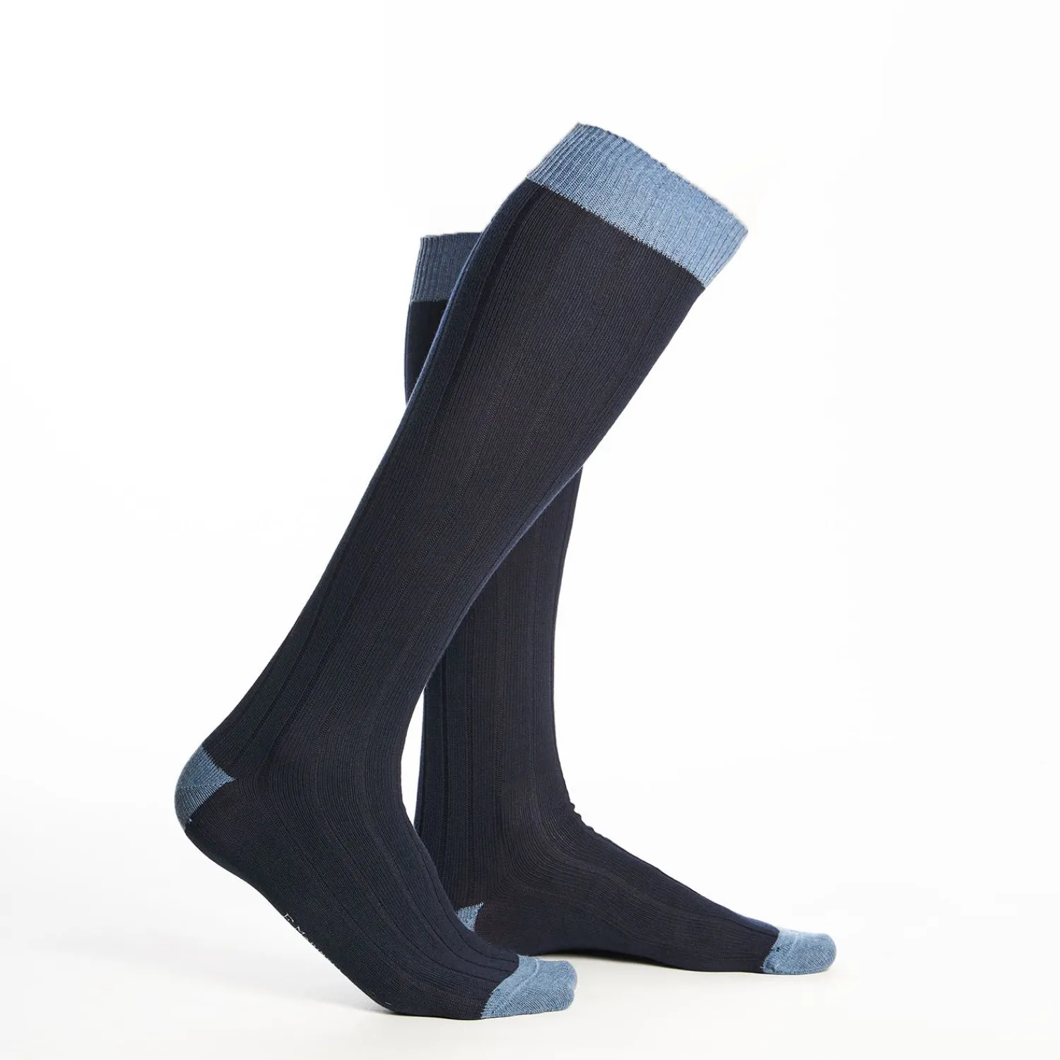 Long Light And Dark Blue Bicolor Cotton Socks - Solid Color>E.Marinella Cheap