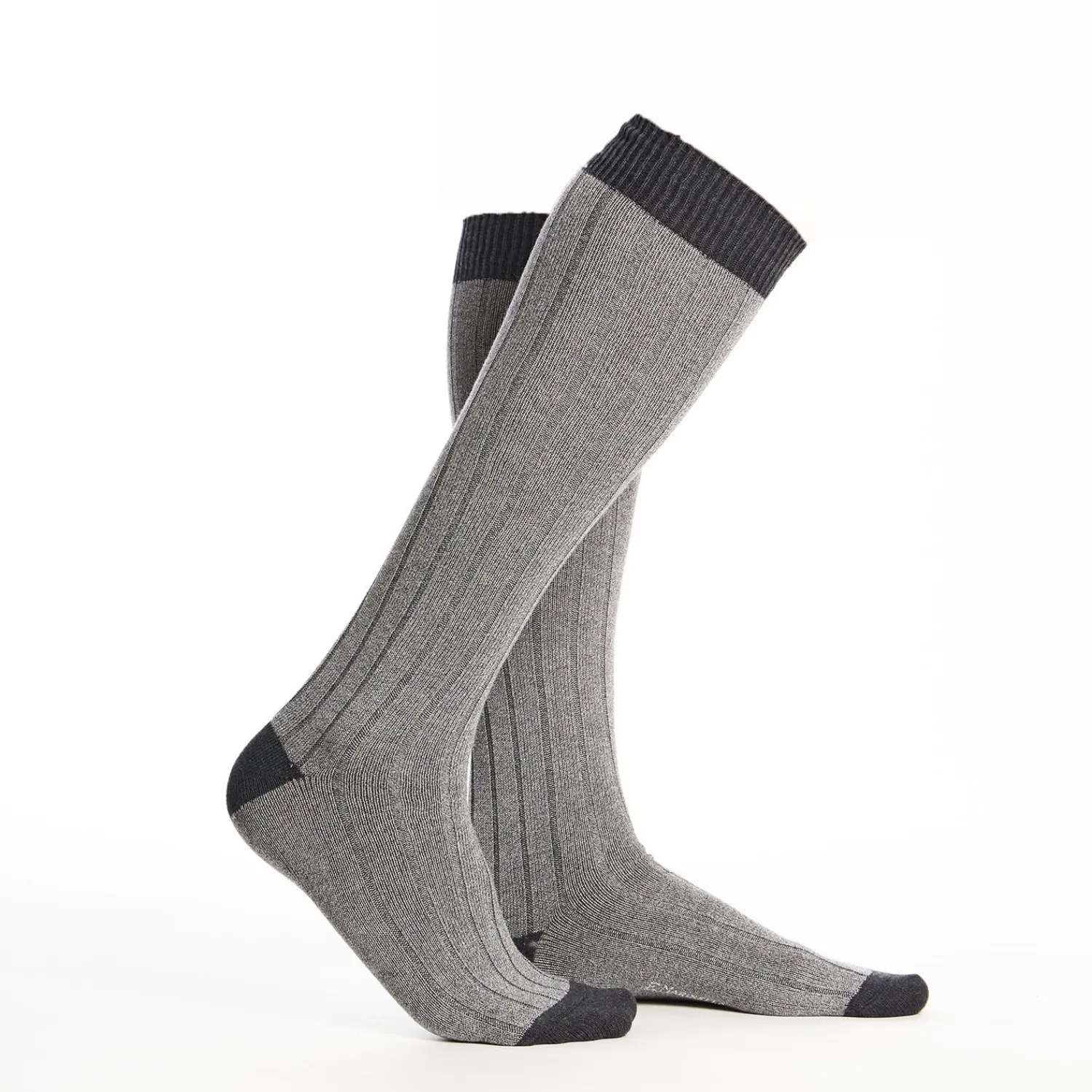 Long Light And Dark Grey Bicolor Cotton Socks - Solid Color>E.Marinella Sale