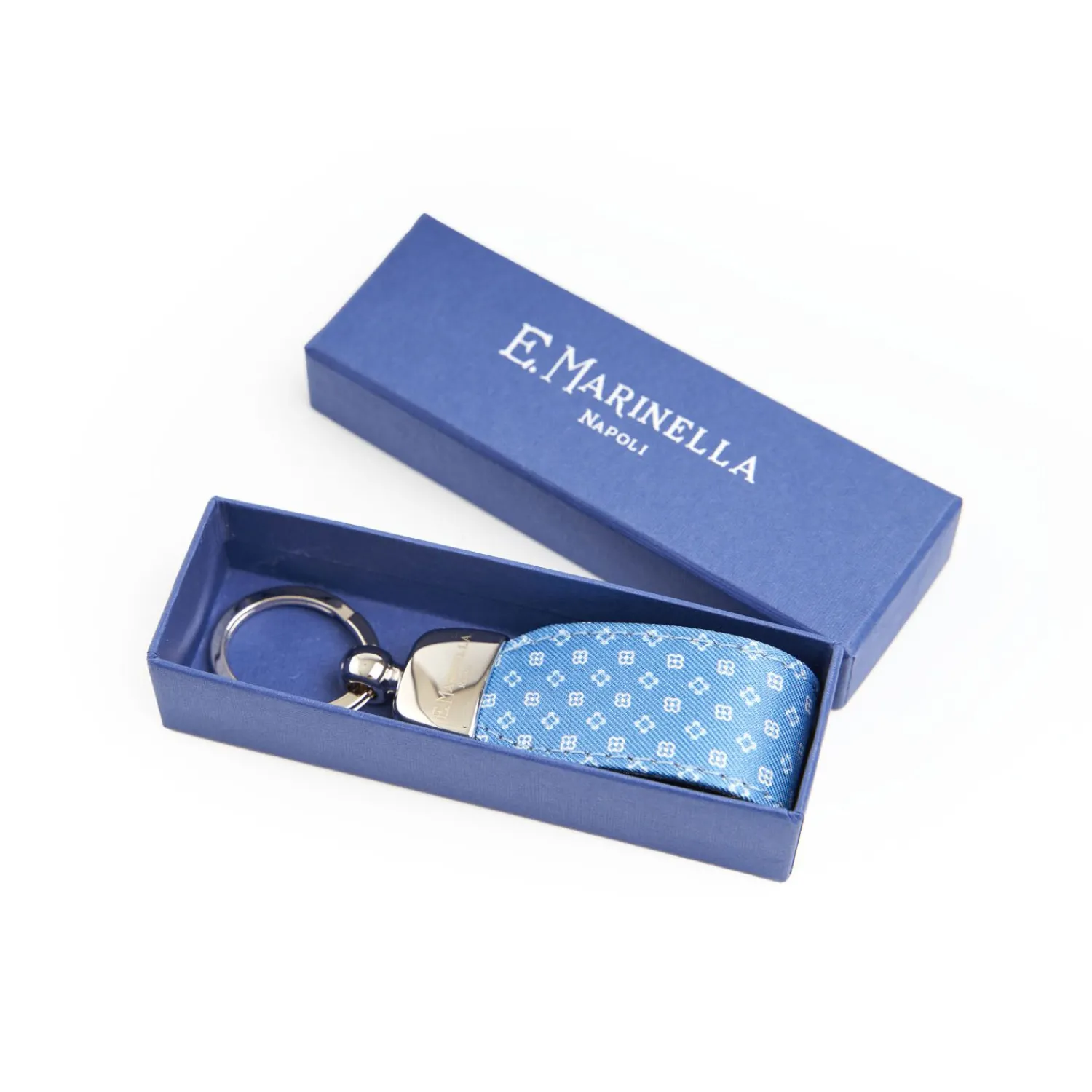 Mid Blue Keyfob In Silk And Leather>E.Marinella Cheap