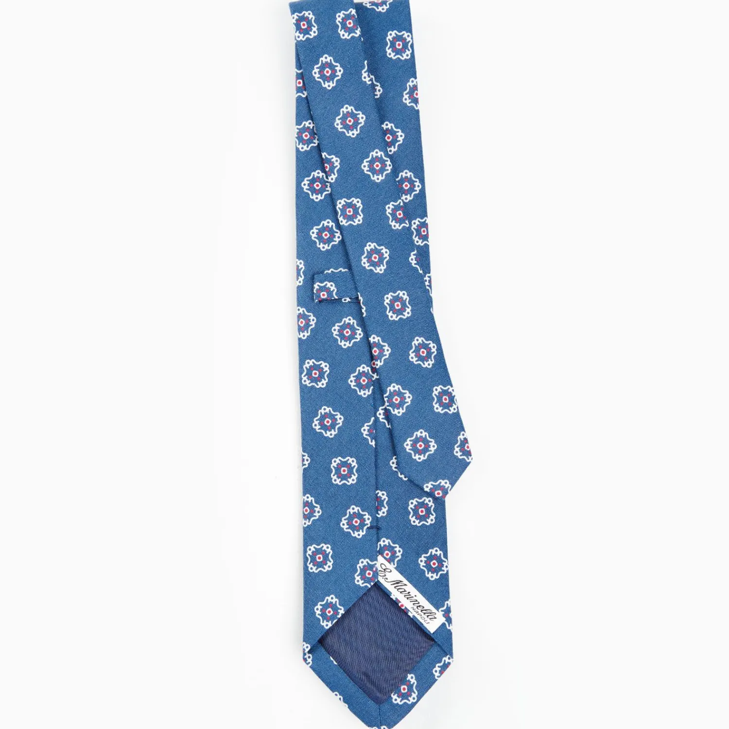 Mid Blue Sartorial Linen Tie - Large Flower Pattern>E.Marinella Best Sale