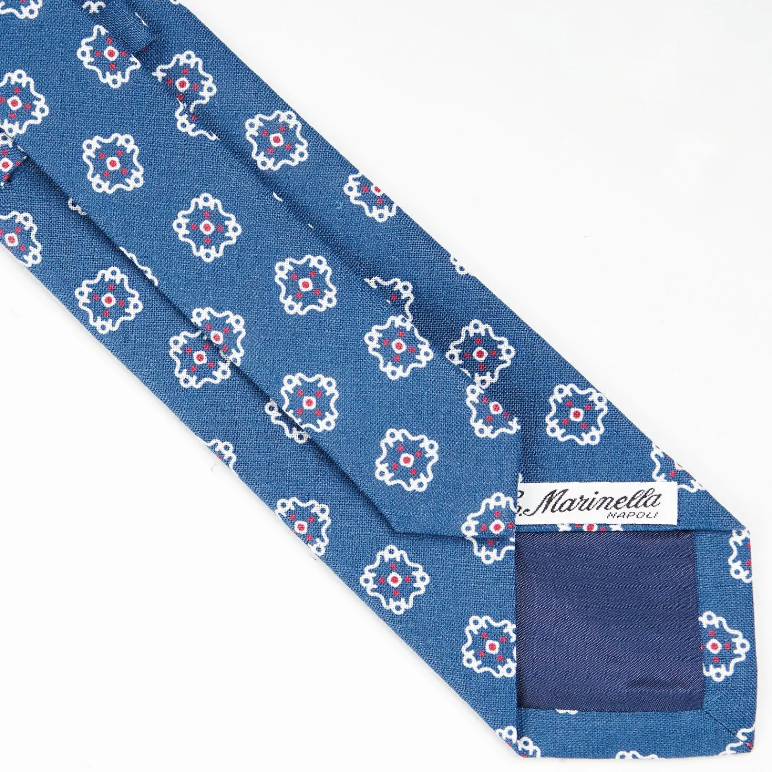 Mid Blue Sartorial Linen Tie - Large Flower Pattern>E.Marinella Best Sale