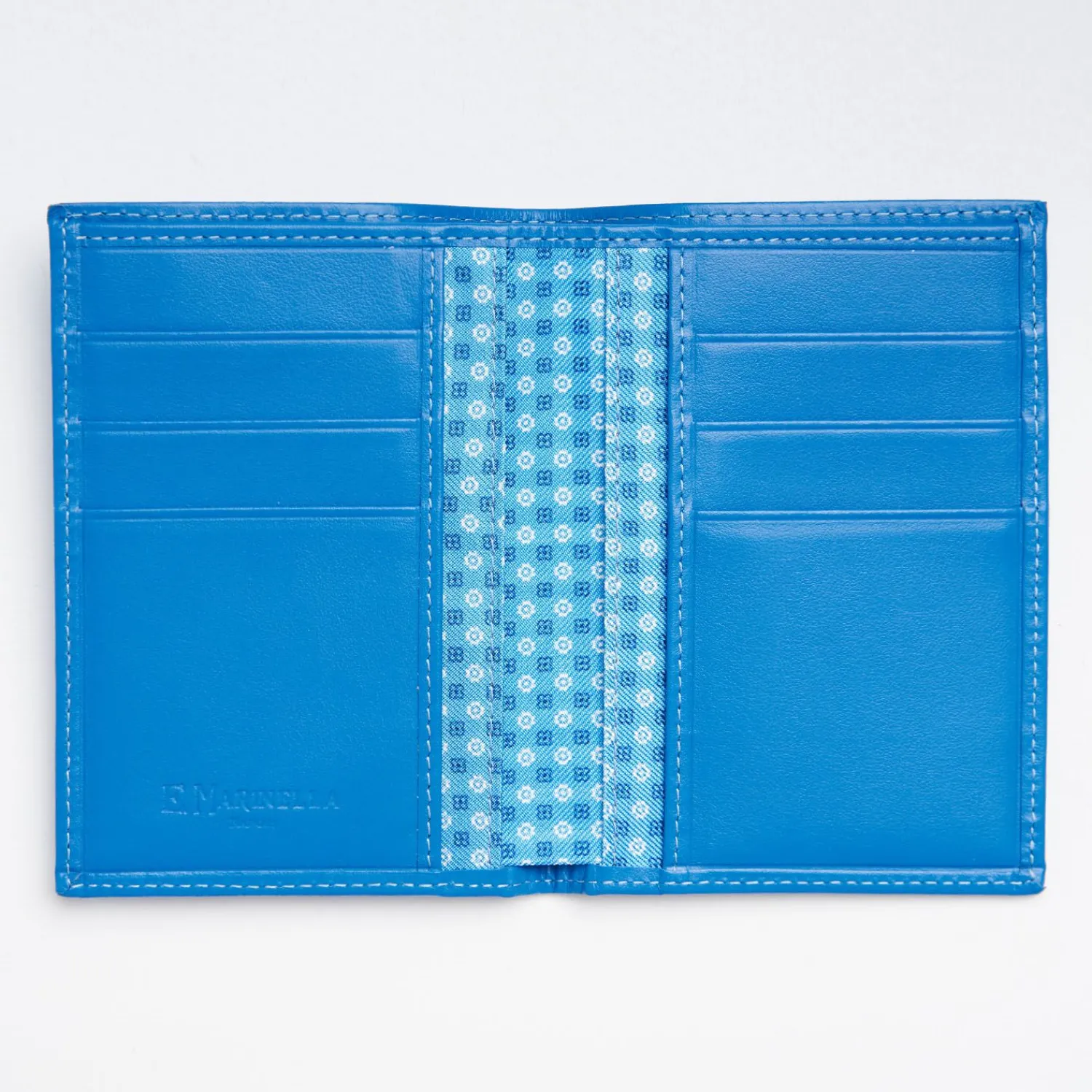 Mid Blue Vertical Wallet In Silk And Leather>E.Marinella Sale
