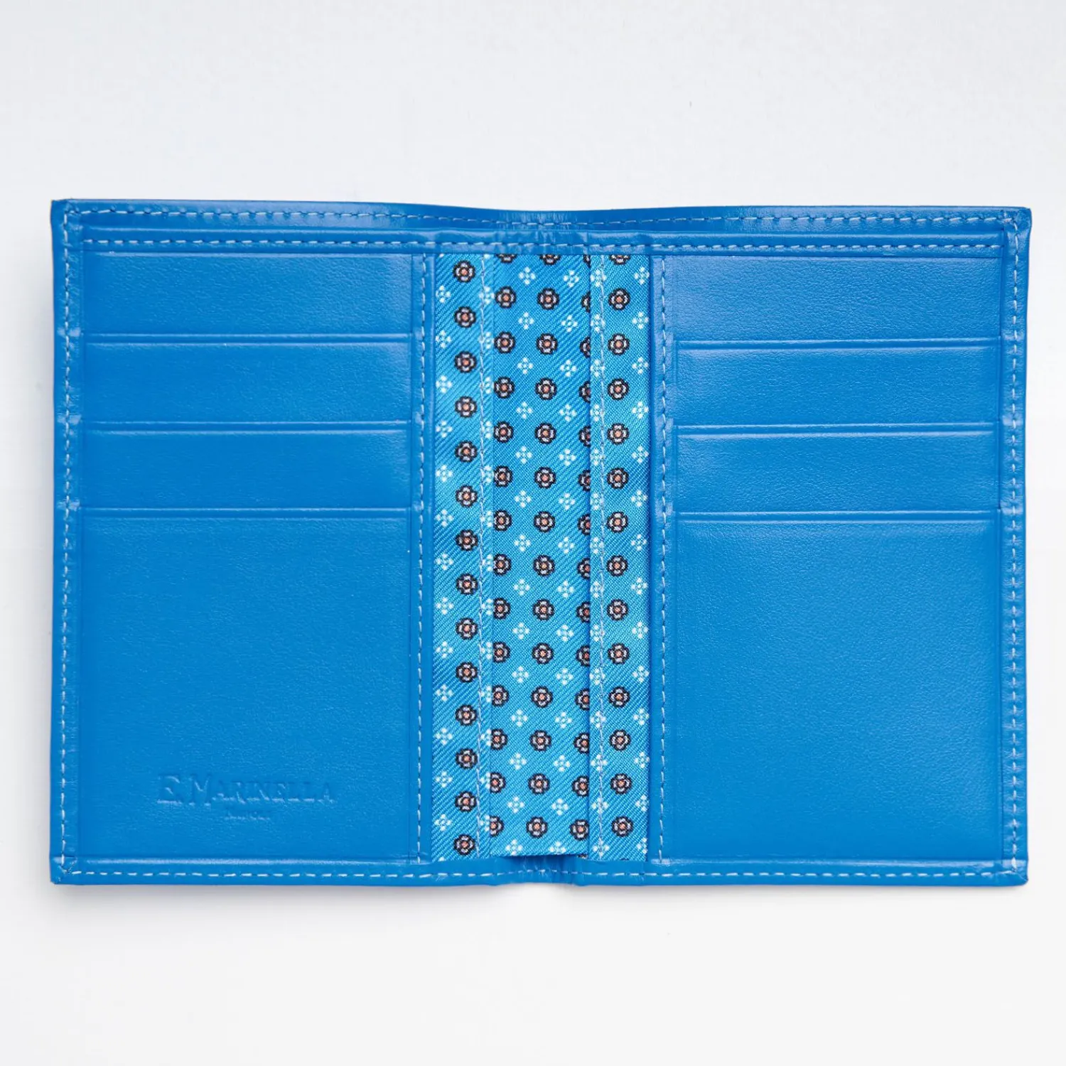 Mid Blue Vertical Wallet In Silk And Leather>E.Marinella Best Sale