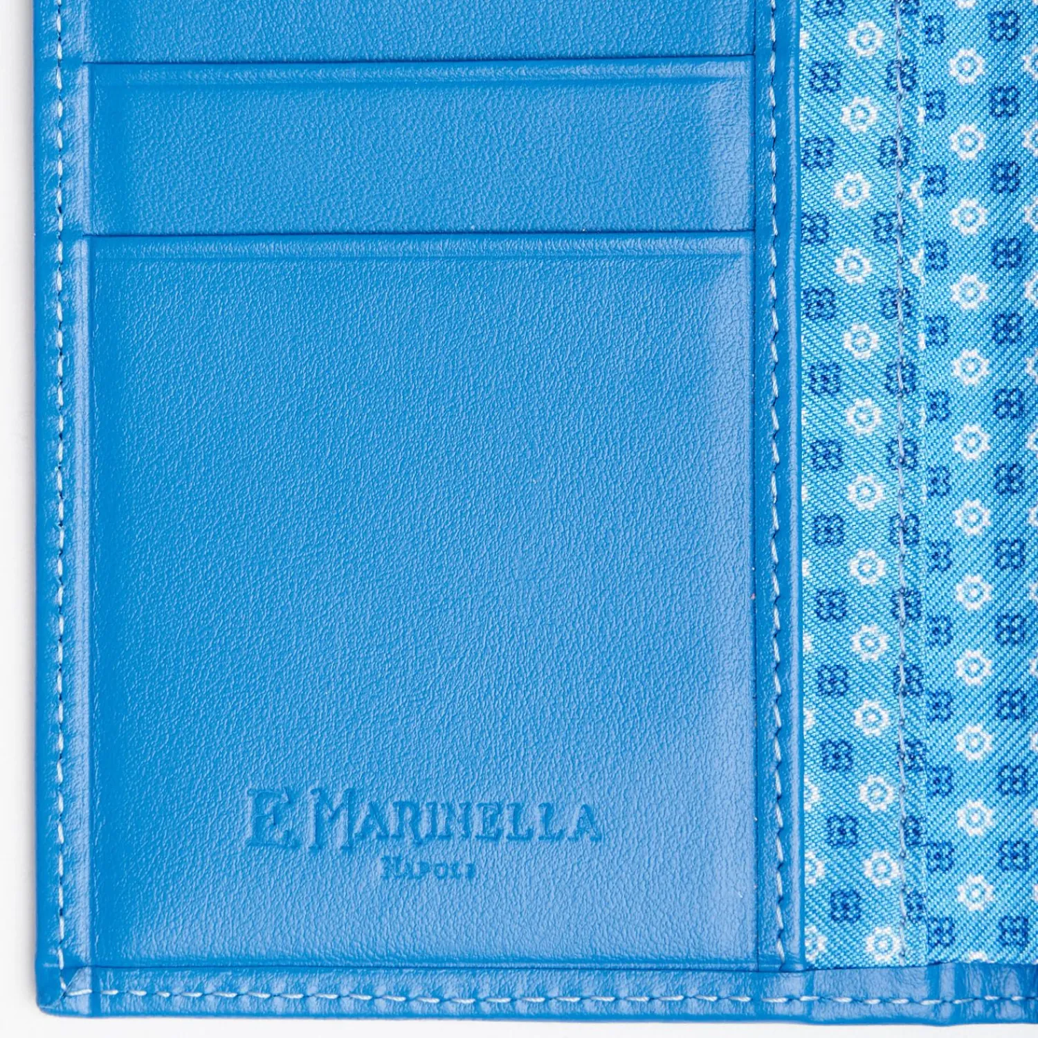 Mid Blue Vertical Wallet In Silk And Leather>E.Marinella Sale
