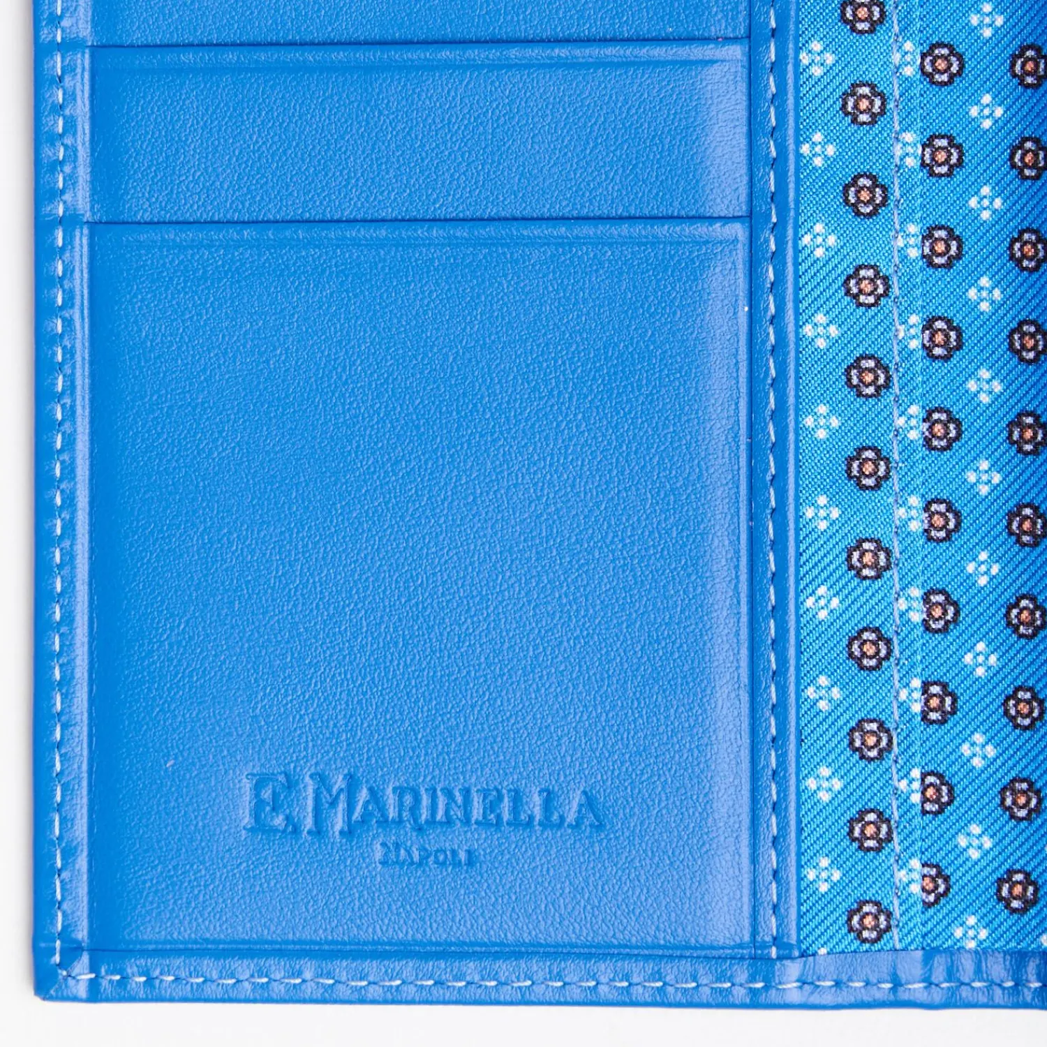 Mid Blue Vertical Wallet In Silk And Leather>E.Marinella Best Sale