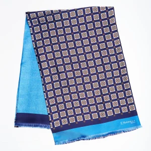Midnight And Light Blue Double Silk Scarf>E.Marinella Outlet