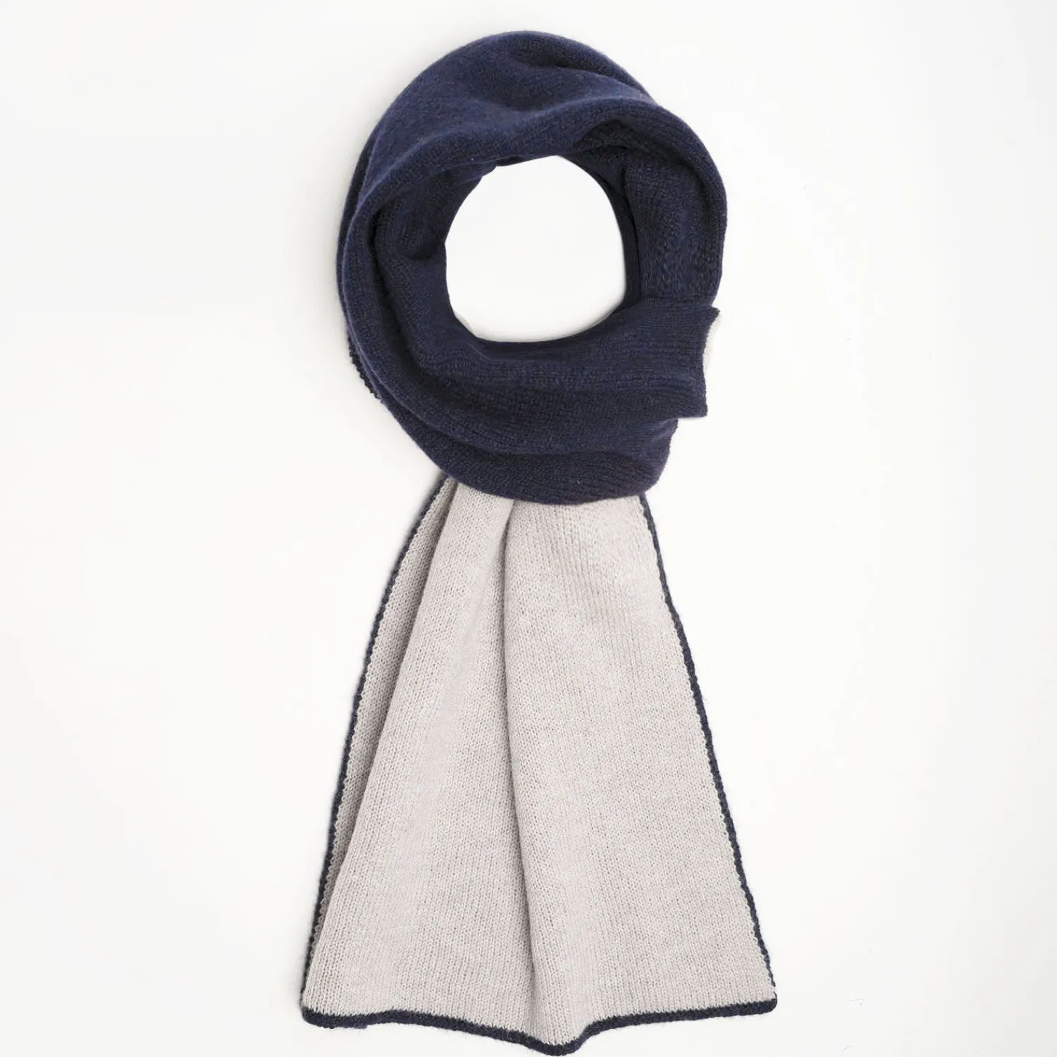 Midnight Blue And Beige Two-Tone Solid Cashmere Neck Warmer>E.Marinella Sale