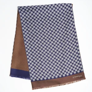 Midnight Blue And Brown Double Silk Scarf>E.Marinella Hot