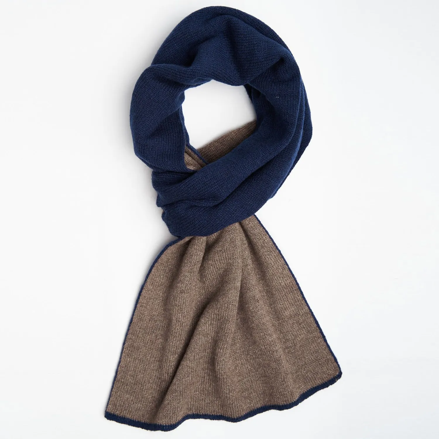 Midnight Blue And Dark Brown Two-Tone Solid Cashmere Neck Warmer>E.Marinella Discount