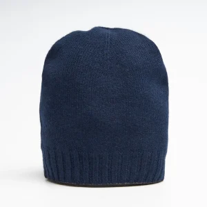 Midnight Blue And Light Brown Bicolor Cashmere Beanie>E.Marinella Flash Sale