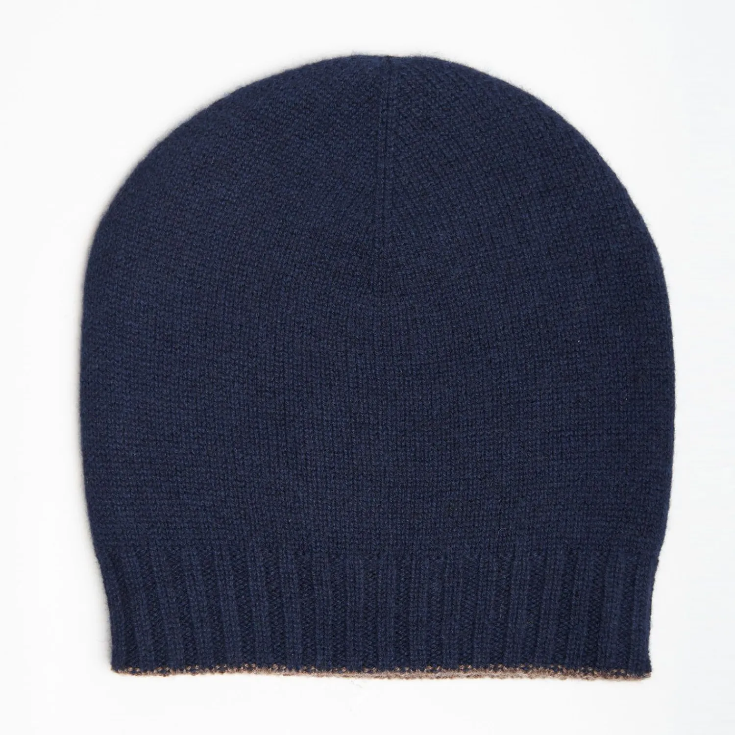 Midnight Blue And Light Brown Bicolor Cashmere Beanie>E.Marinella Flash Sale