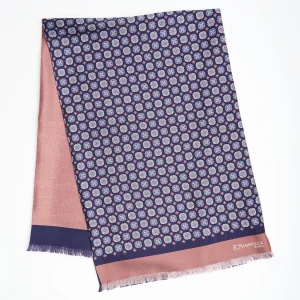 Midnight Blue And Pink Double Silk Scarf>E.Marinella Cheap