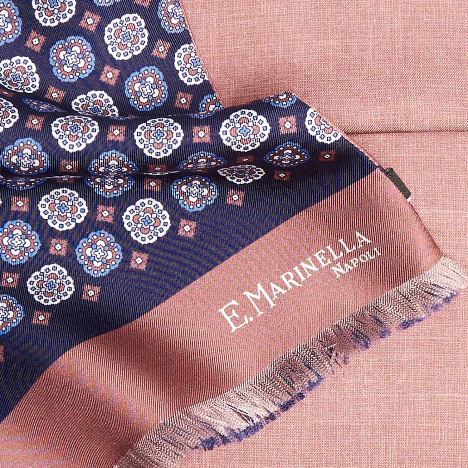 Midnight Blue And Pink Double Silk Scarf>E.Marinella Cheap