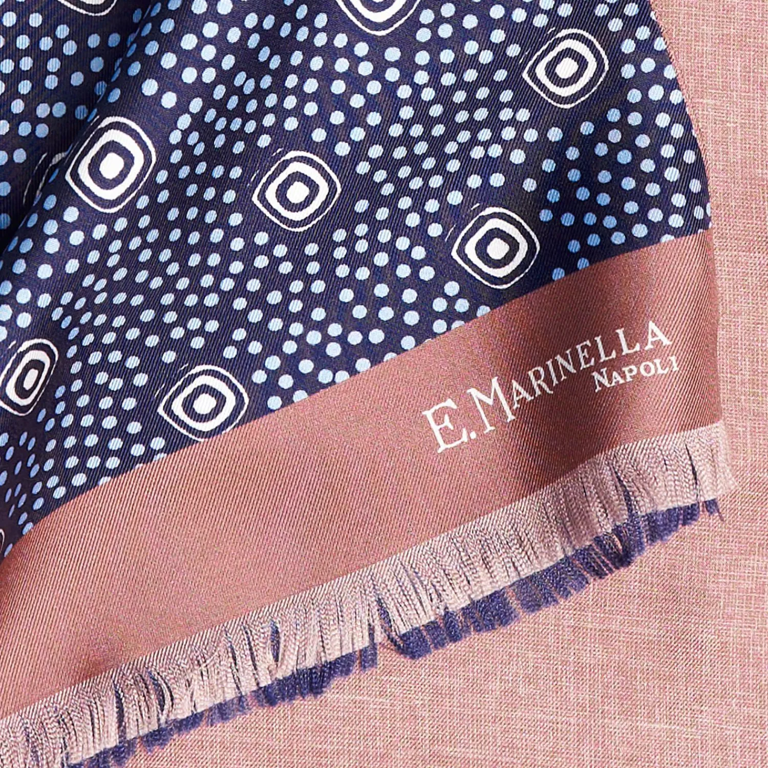 Midnight Blue And Pink Double Silk Scarf>E.Marinella Fashion
