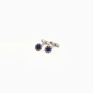 Octagonal Cufflinks With Lapis In Silver>E.Marinella New