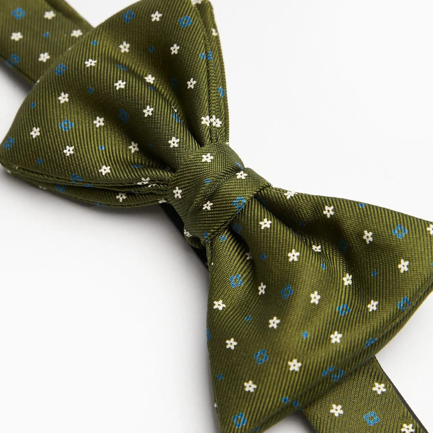 Olive Green Pre-Knotted Bowtie - Small Flower Pattern>E.Marinella Cheap