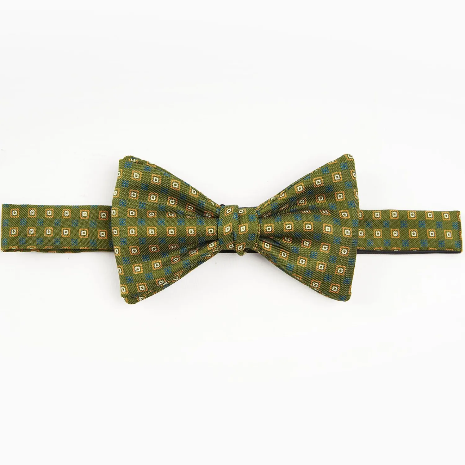 Olive Green Pre-Knotted Bowtie - Small Geometric Pattern>E.Marinella Sale