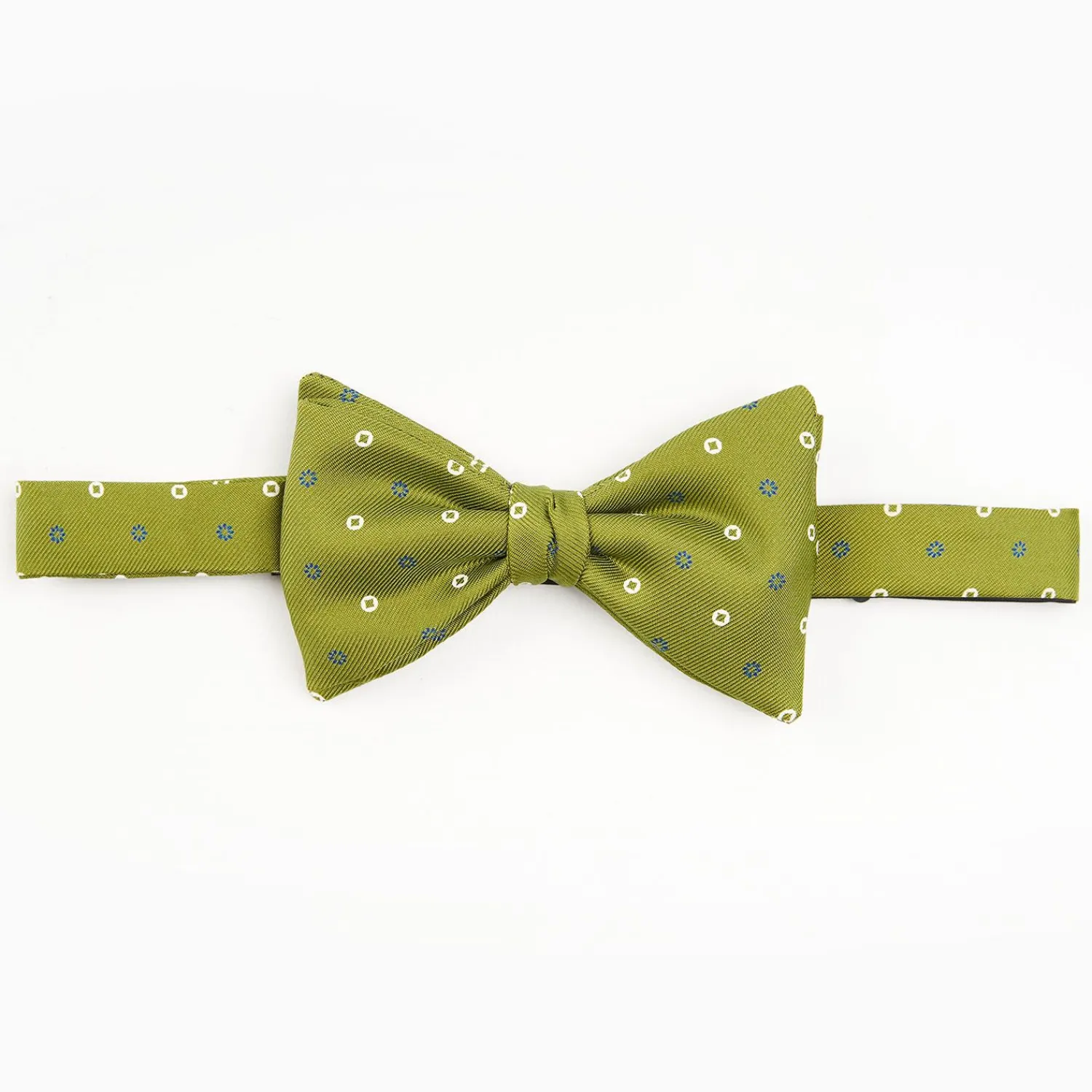 Olive Green Pre-Knotted Bowtie - Small Geometric Pattern>E.Marinella Flash Sale